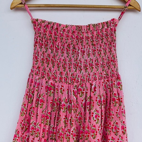 Cotton printed skirt | beautiful hand block printed long skirt | tier skirt | pink floral print skirt | smocked skirts