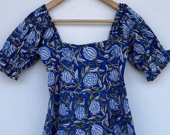 Hand block print jumpsuit | blue floral outfits | floral printed jumpsuit | cotton outfits