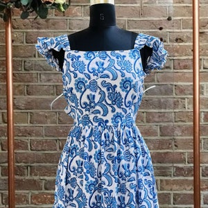 Hand block printed dress | floral dresses | unique back design dress | customised dresses