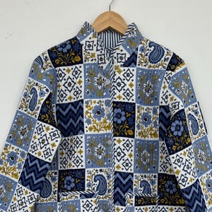 Patchwork quilted jacket, reversible cotton winter jacket, boho women's jacket