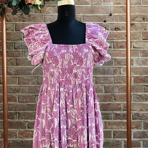 Bohemian floral maxi dress | unique sleeves style long dress | Lilac floral printed  dress | cotton maxi dress