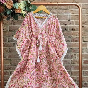 Kinder süßes Baumwoll-Kaftankleid | geblümtes Kinderkleid | bequemes Mädchenkleid