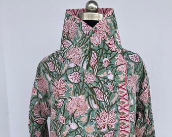 Green floral printed jacket | boho jackets | cool short jackets