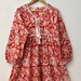 formal orange-red floral hand block printed women's maxi dress