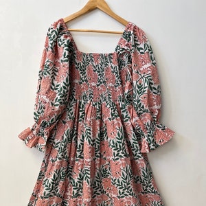 Cotton floral maxi | hand block printed dress | pink maxi dress