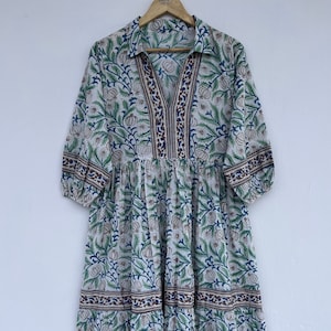 Bohemian maxi | floral cotton dress | hand block print dress