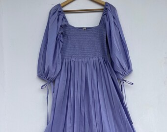 Bohemian maxi | lilac cotton dress | smocked maxi dress | solid dresses