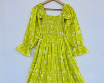 Bohemian maxi | floral cotton dress | hand block print dress | maxi dress in spring colors