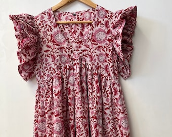 Hand block printed dress | unique sleeves dress | boho women dress | party wear short tunic