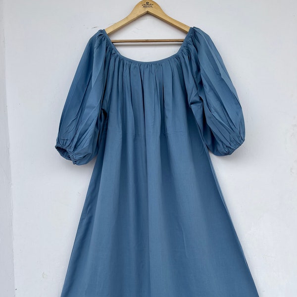 Blue cotton maxi dress | hippie dress summer dress | boho maxi