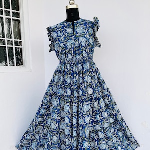 Block print dress | detailed artwork maxi dress | floral gown | cotton dress