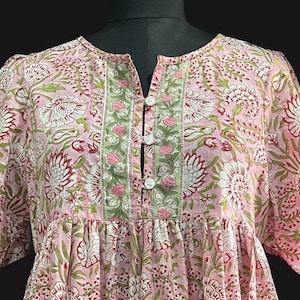 Hand block printed cotton dress | Button-up short dress | customized dresses | bohemian dresses
