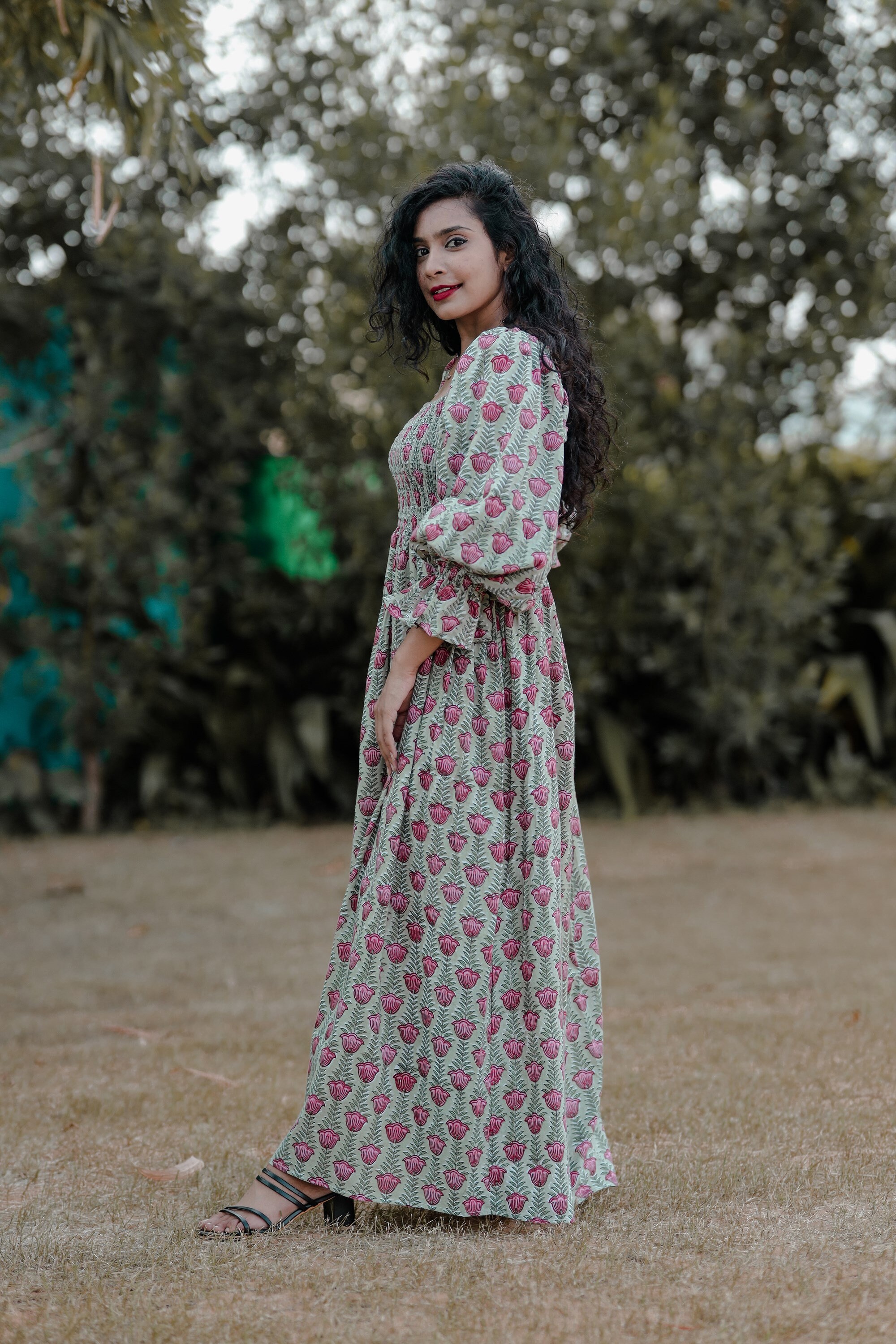 サラマリカ　COTTON BORDER PRINT LONG DRESS JOURNAL STANDARD｜【SARA MALLIKA/サラマリカ】COTTON LUREX