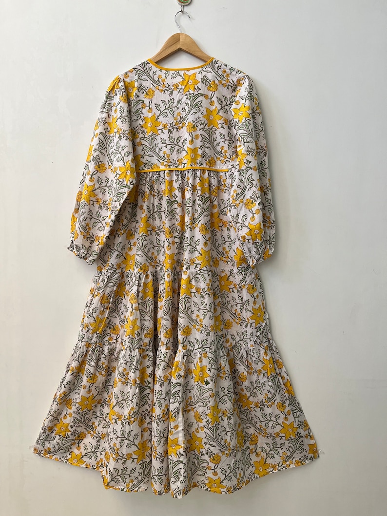 Cotton Yellow Maxi Dress Bohemian Long Dress Floral - Etsy