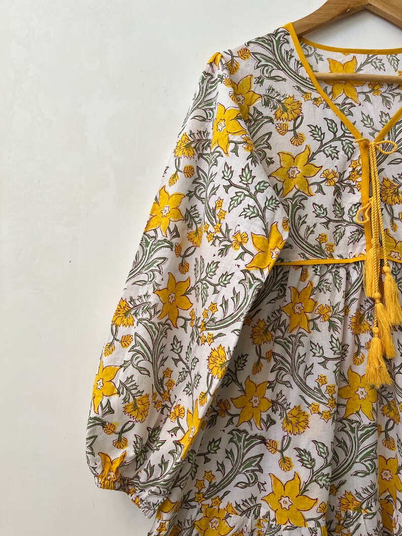 Cotton Yellow Maxi Dress Bohemian Long Dress Floral - Etsy