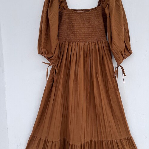 knee length dresses for ladies Dark Brown Striped Ruffle Tiered Maxi Dress - Final Sale Small | Women's Online Boutique | Boho Chic Style main image 1