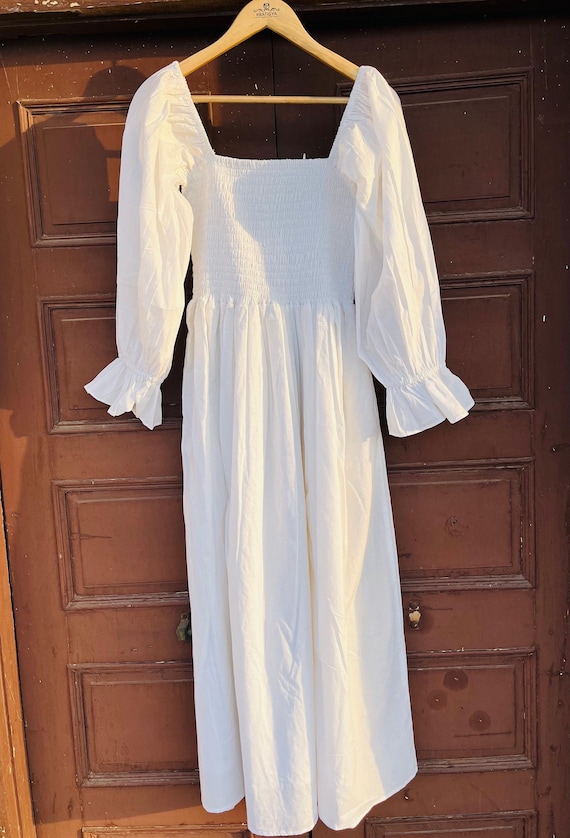 white christmas dresses Matteau Shirred Cotton Dress, size 