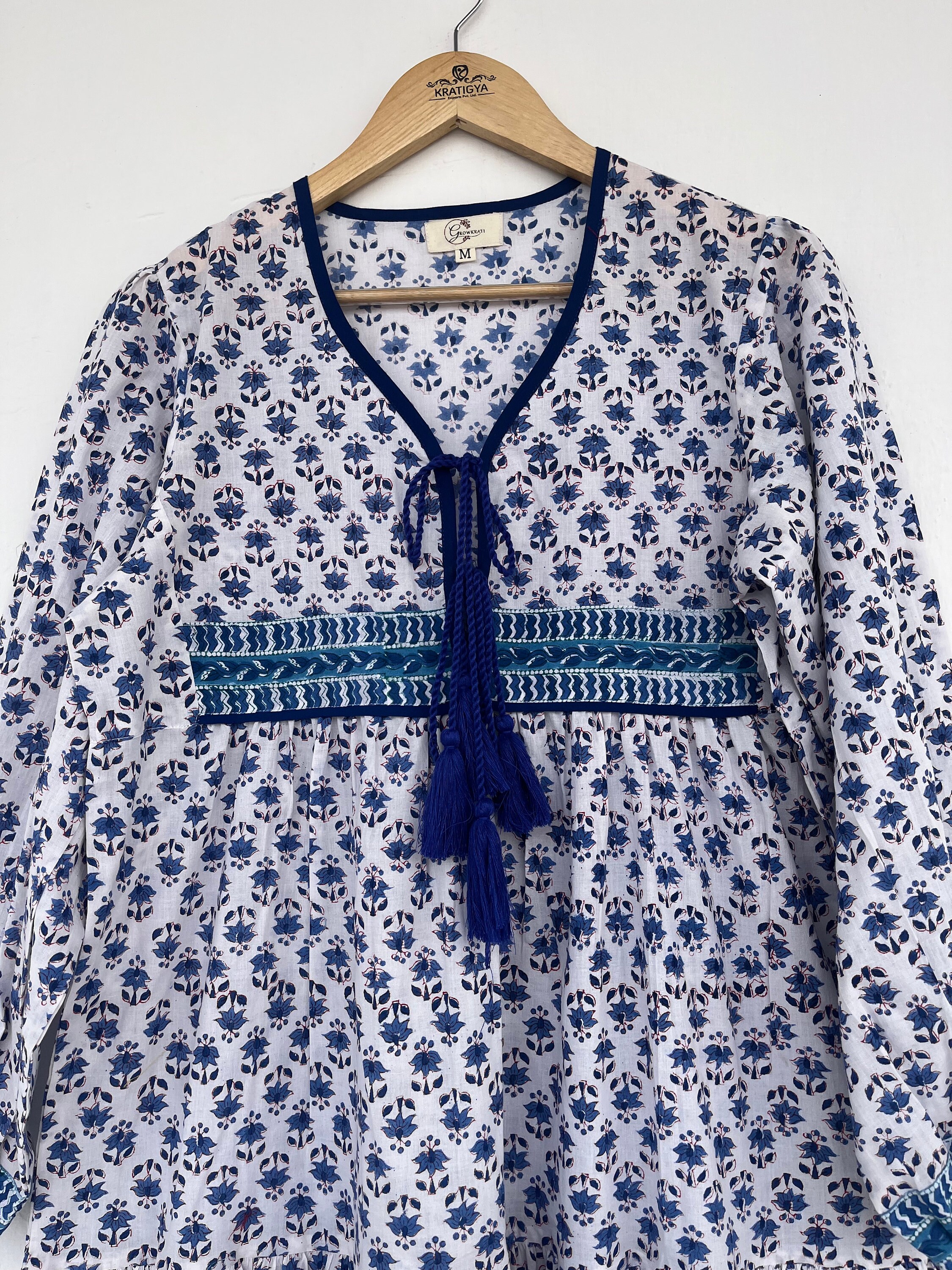 Blue and White boho maxi dress | floral dress | hand block printed cotton dress | long maxi Blue and White boho maxi dress | floral dress | hand block printed cotton dress | long maxi