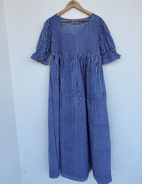 white christmas dresses Avec Les Filles Button Front Dress - Blue Stripe main image 1