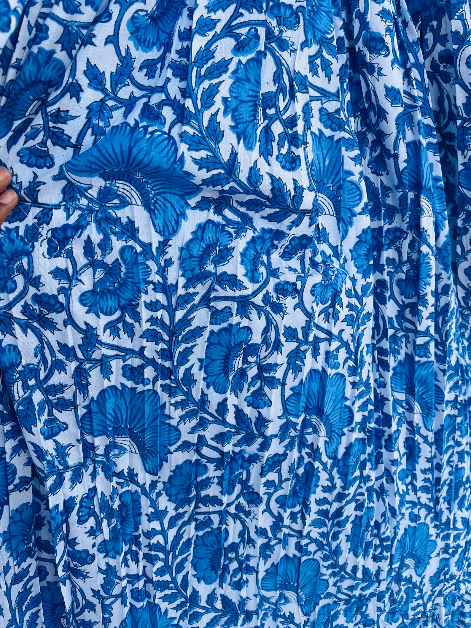 Neelika – Blue Handblock Cotton Maxi Dress