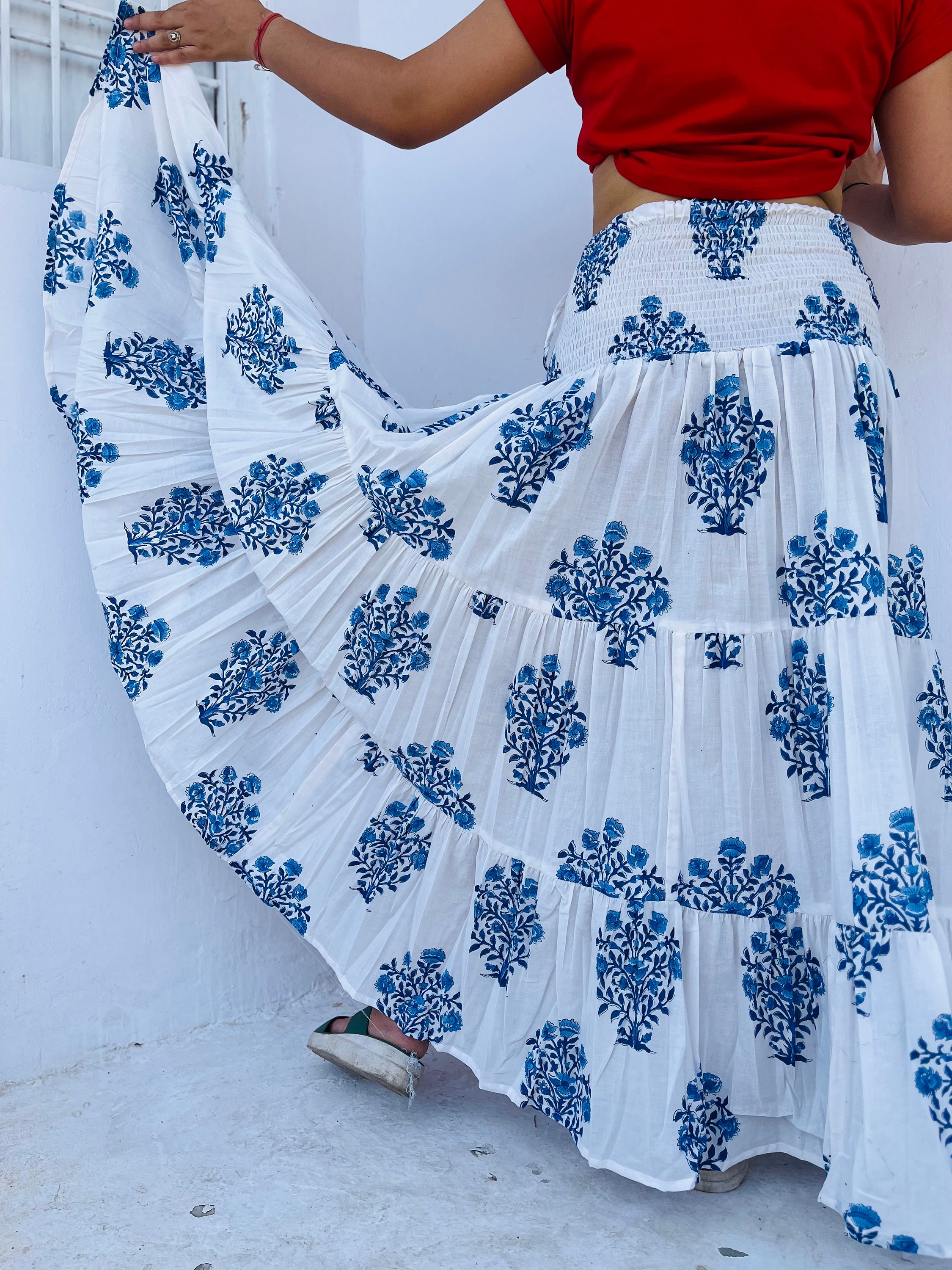 【BLUER】PRINTED LONG SKIRT Cotton Printed Skirt | Beautiful Hand Block Printed Long