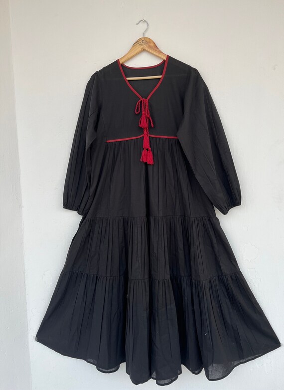black cotton tiered maxi dress Velvi - Miriam Tiered Maxi Dress - Black main image 0