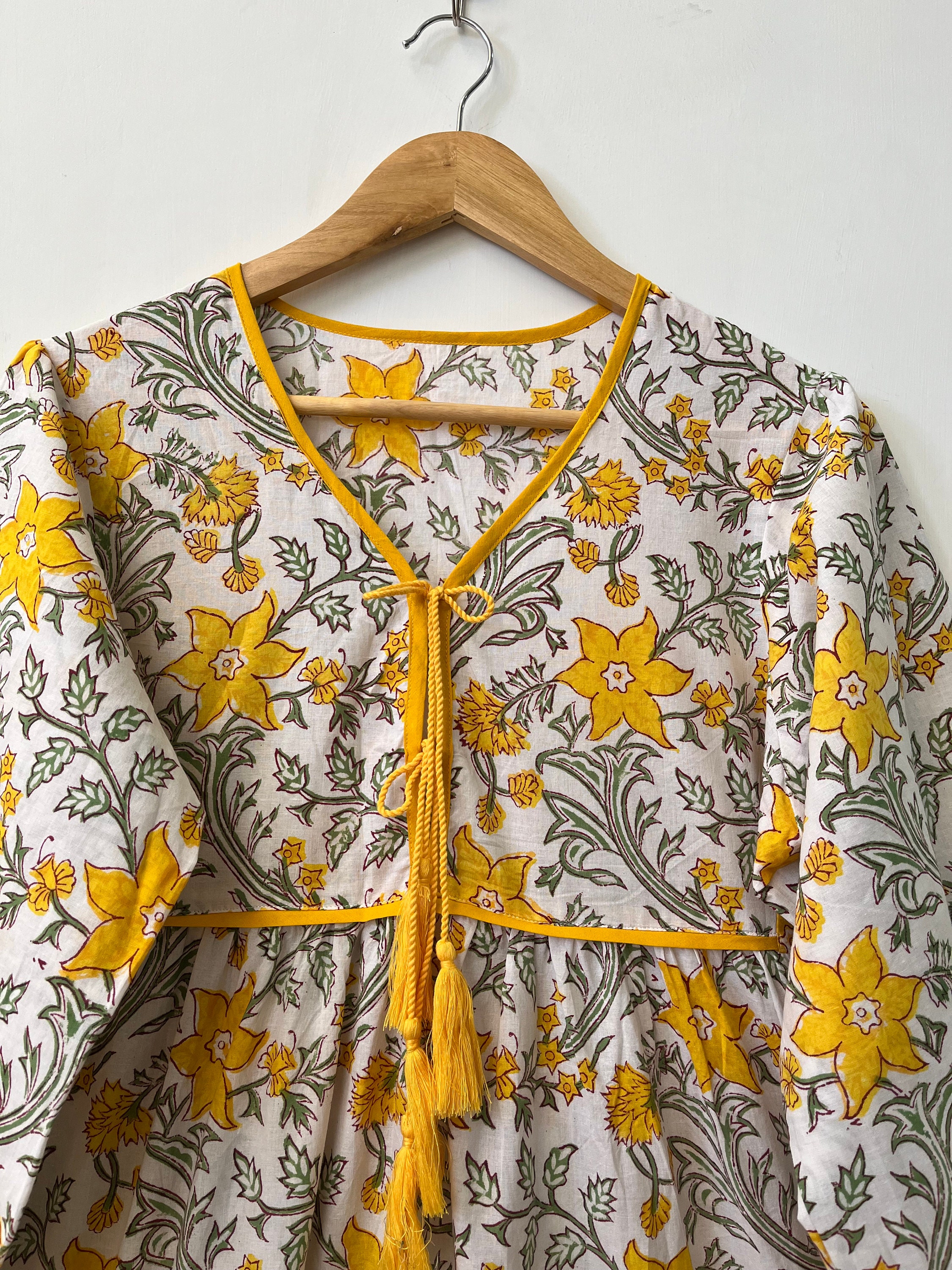 Bustier cotton maxi dress yellow