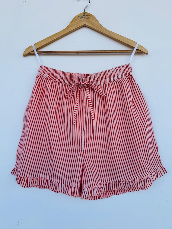 Striped printed shorts, Natural fibre Cotton comfy shorts