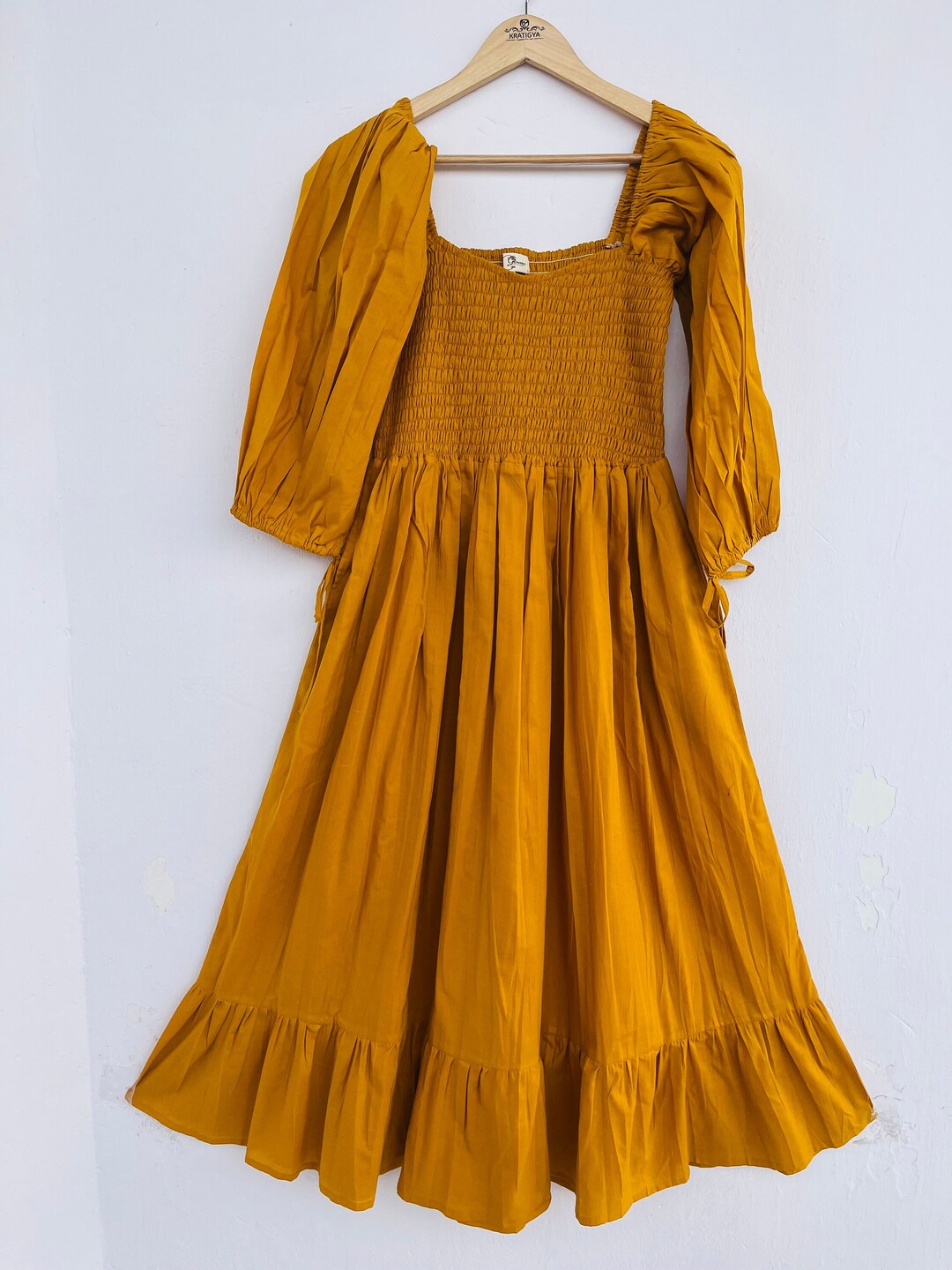 knee length dresses for ladies Reanne Midi Dress in Lemon Sorbet main image 0