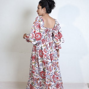 Bohemian long maxi dress cotton hand block print maxi smocked dresses image 6