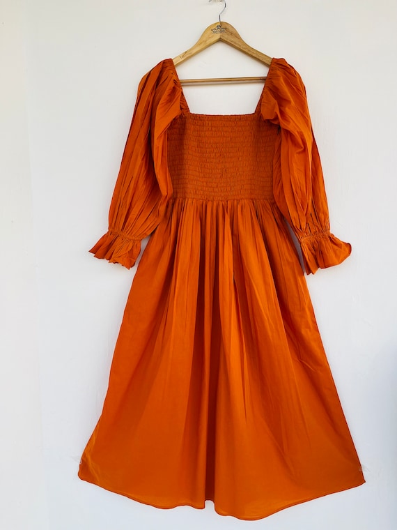 open lace back dress CurveWow Shirred Maxi Dress Orange  Curvewow
