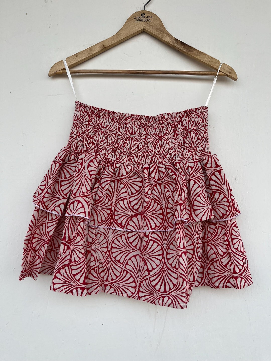 Printed Smocked Waist Mini Skirt