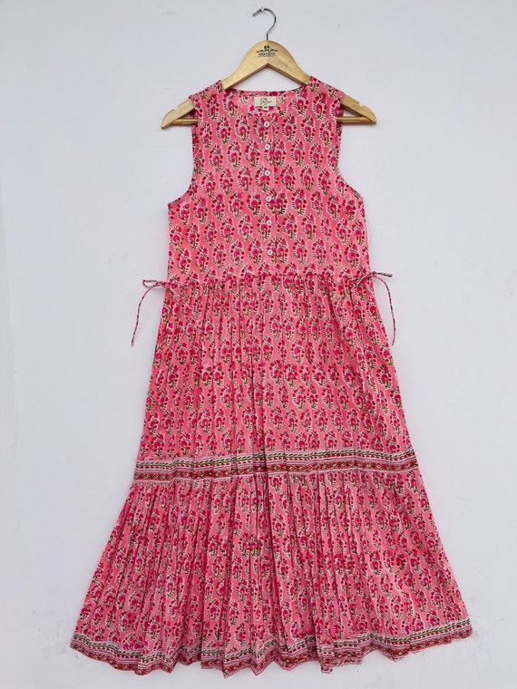 OSTOO Women's Boho Floral Maxi Dress - Sleeveless Tiered Long Dress For Summer, Beach, & Casual Wear - View #5