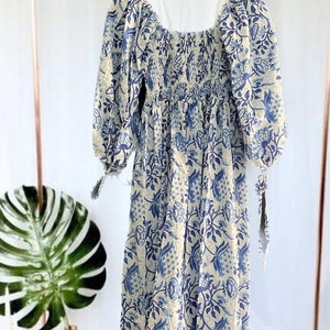 Bohemian maxi floral cotton dress hand block print dress image 6