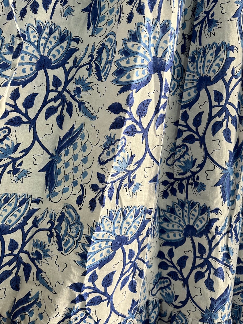 Bohemian Maxi Floral Cotton Dress Hand Block Print Dress Etsy