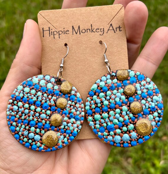 Bermuda Hand Painted Earrings One of a Kind |lightweight