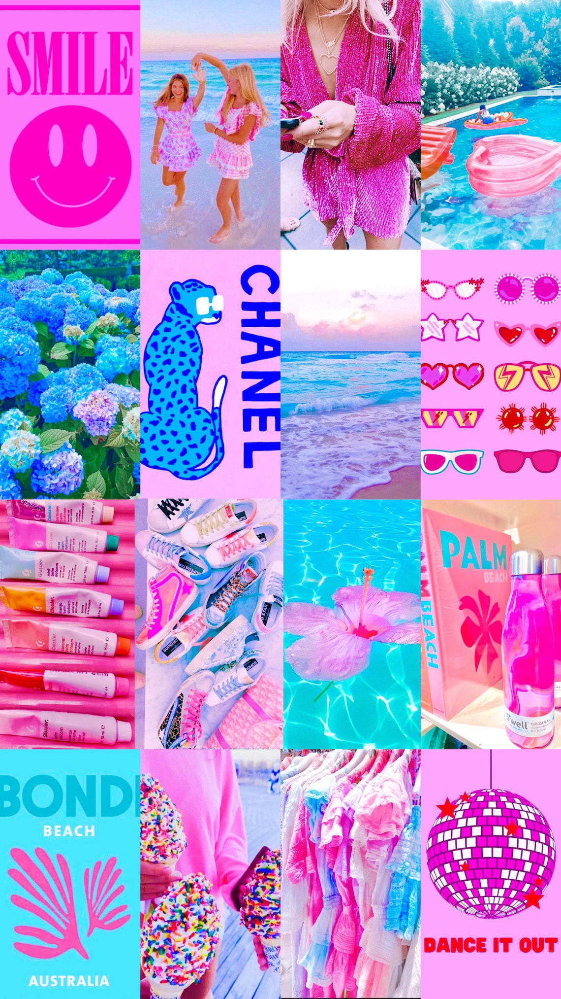 100pc Pinkblue Preppy Aesthetic Collage INSTANT DOWNLOAD - Etsy