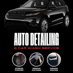 Folheto de lavagem de detalhes de automóveis, Folheto de detalhes de carros, Folheto de serviços automotivos, Folheto de mídia social, Design de folheto comercial do Canva
