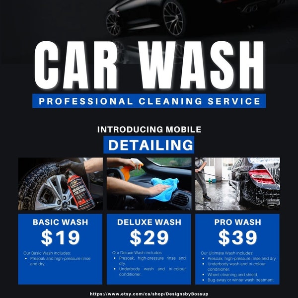 Car Detailing Flyer, Car Wash Flyer, Automotive Services Flyer, Social Media Flyer, Canva Business Flyer Design, DIY Flyer Template Design