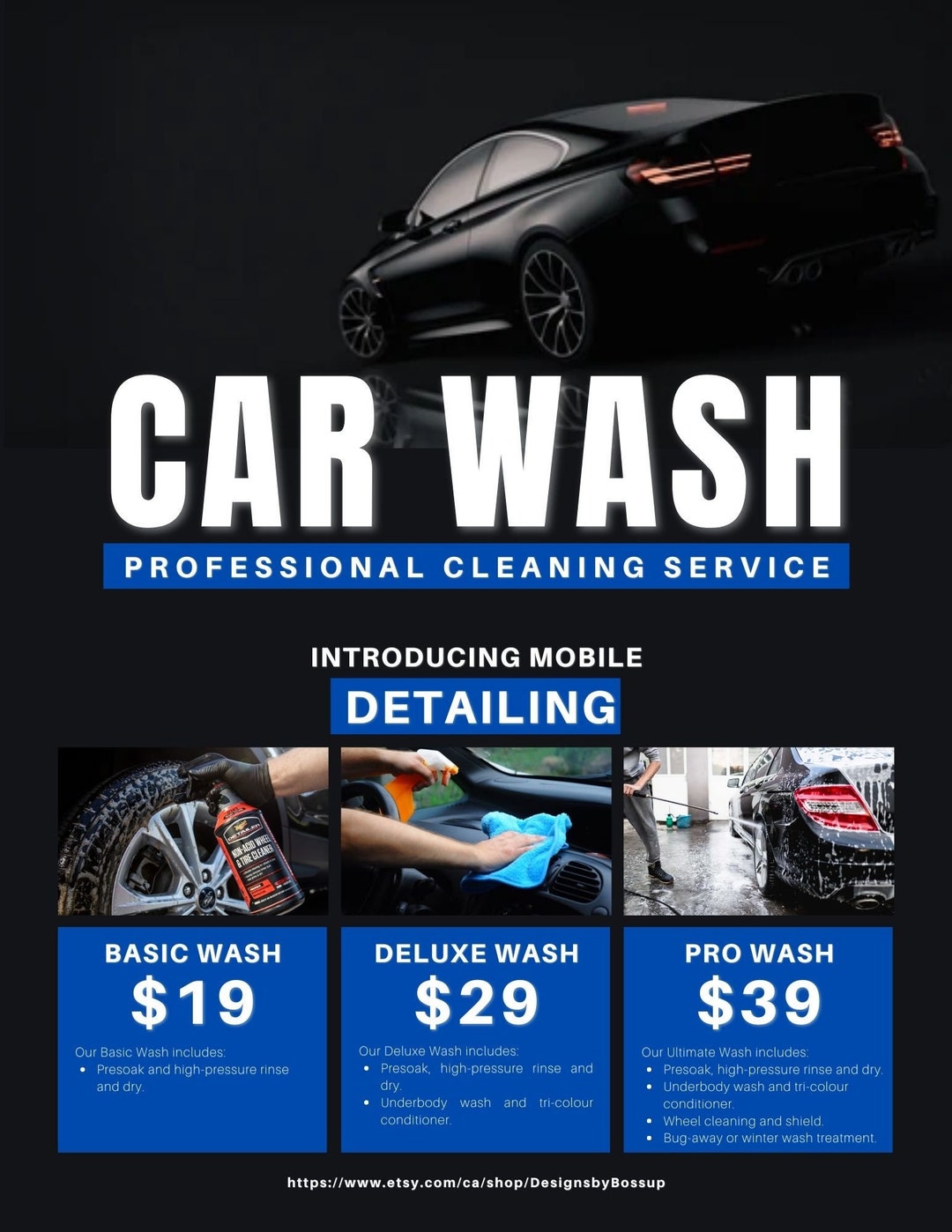 Car Detailing Flyer, Car Wash Flyer, Automotive Services Flyer, Social