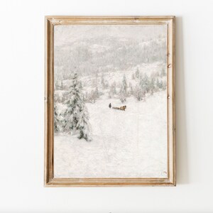 Snowy Winter Landscape Print | Vintage Christmas Cabin Lodge Nordic Farmhouse Art PRINTABLE | Digital