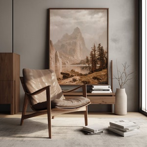 Antique Yosemite Painting Granite peaks El Capitan Tunnel View Half Dome Valley Glacier point John Muir National Park Granite Vintage Art