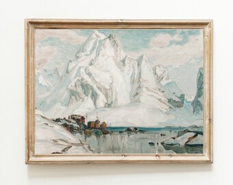 Norvège paysage d'hiver | Cabane de montagne nordique vintage (téléchargement numérique)