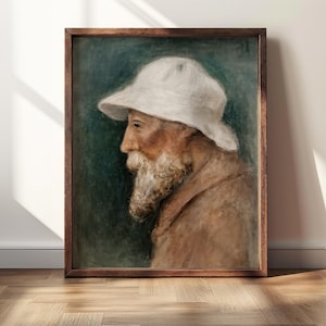 Vintage Portrait Printable Art Elderly Man Fisherman Regency Cottagecore Digital download Maine nautical weathered rustic eclectic office