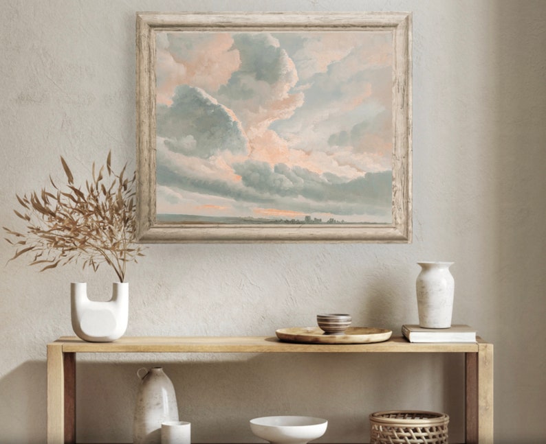 Sunset Cloud Study Neutral Vintage Oil Painting Monochromatic - Etsy