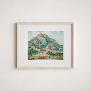 San Luis Obispo Bishops Peak Madonna Mountain Seven sisters Central Coast Spring Vintage Antique Oil painting Printable Wall Art SLO valley Green Spring hills central coast arroyo grande Atascadero cal poly los osos morro bay Cambria pines rock climb