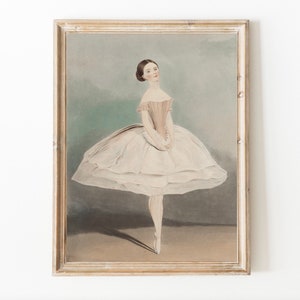 Ballet Dancer Vintage Portrait Ballerina Baby Girl Nursery Art French Cottage Core Decor Regency Victorian Antique
