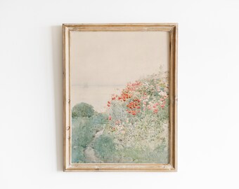 Vintage Poppies Painting | Coastal Field, Antique Floral Art (Digital Download)