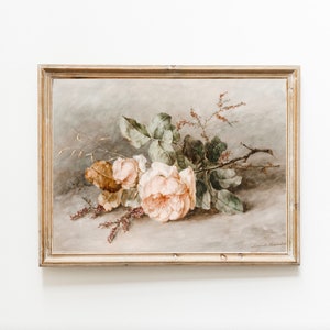 Vintage Floral Bouquet Still Life Antique flowers 1700s Oil Painting Dark Moody Regency Bridgerton cottage aesthetic Autumn Winter Florals
