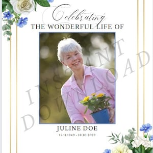 Celebration of Life Welcome Sign (digital file), Editable Funeral Poster, Memorial Template, Decor, Instant download